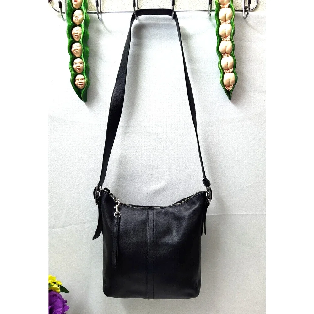 Coach Legacy Black Leather Zip Closure Convertible Crossbody Shoulder Bag - VTG